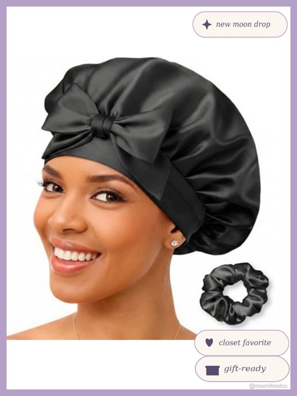 100% Mulberry Silk Sleep Bonnet Adjustable Hair Wrap Cap